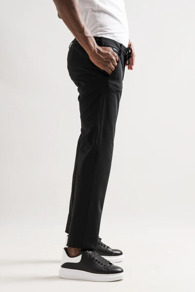 Slimfit Beli Lastikli Ve İplikli Polyamid Hafif Parlak Kışlık Kumaş Erkek Jogger Pantolon - 4