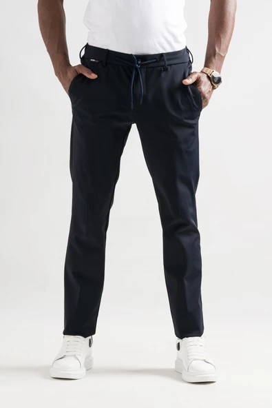 Slimfit Beli Lastikli Ve İplikli Polyamid Hafif Parlak Kışlık Kumaş Erkek Jogger Pantolon - 11