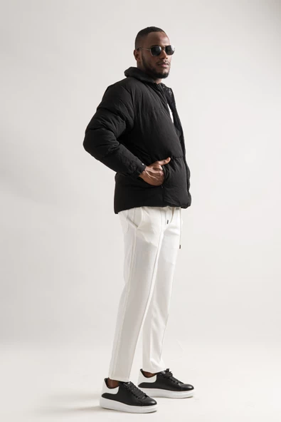 Regular Fit Dik Yaka Fermuar Kapamalı Kolları Lastikli Spor Şişme Mont - Resim 8