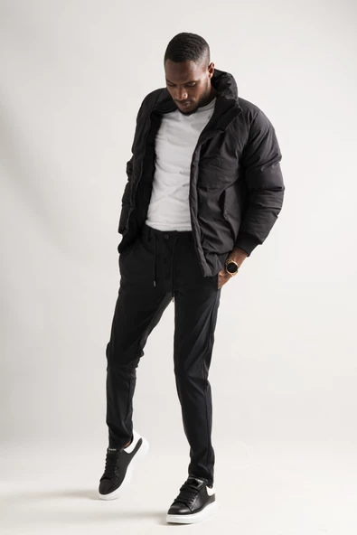 Regular Fit Dik Yaka Fermuar Ve Çırtçırt Kapamalı Beli Ve Kolları Lastikli Spor Şişme Kısa Mont - 8