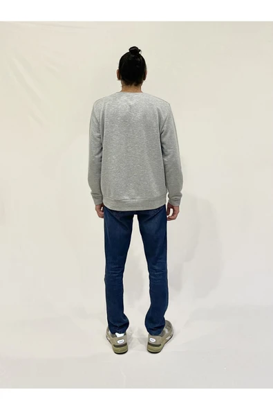 Erkek Bisiklet Yaka Rahat Kalıp 3 iplik Kalın Californıa Baskılı Sweatshirt SPR24SW32 - 8