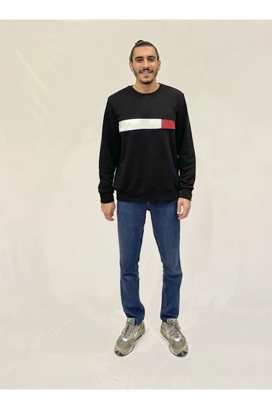 Süperlife Erkek Bisiklet Yaka Rahat Kalıp 3 iplik Kalın Garnili Sweatshirt SPR24SW35