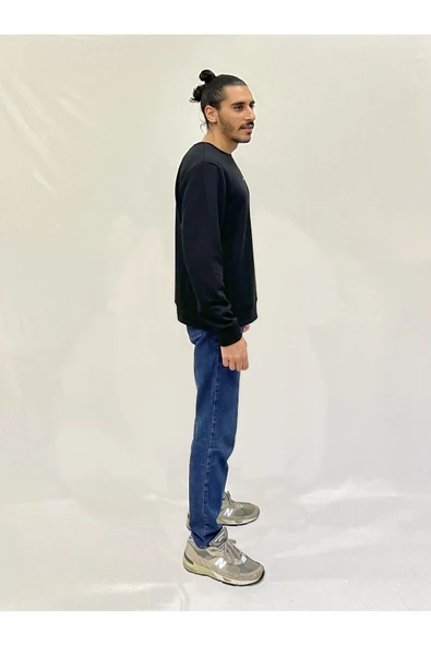 Erkek Bisiklet Yaka Rahat Kalıp 3 iplik Kalın Orta Brooklyn Nakışlı Sweatshirt SPR24SW34 - 3