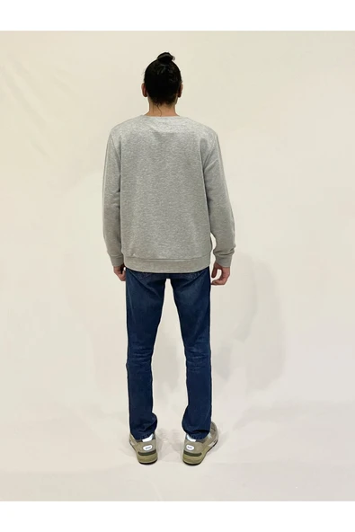 Erkek Bisiklet Yaka Rahat Kalıp 3 iplik Kalın Orta Brooklyn Nakışlı Sweatshirt SPR24SW34 - 8