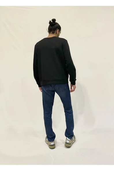 Erkek Bisiklet Yaka Rahat Kalıp 3 iplik Kalın Californıa Baskılı Sweatshirt SPR24SW32 - 4