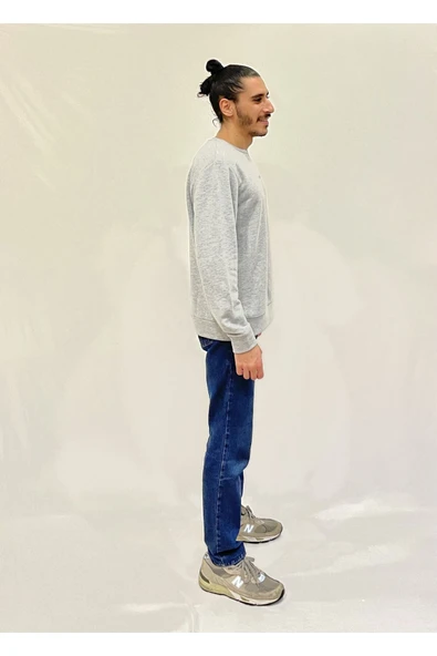 Erkek Bisiklet Yaka Rahat Kalıp 3 iplik Kalın Orta Brooklyn Nakışlı Sweatshirt SPR24SW34 - 6