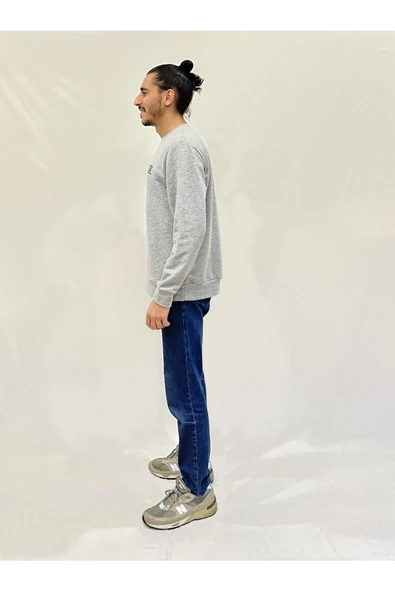 Erkek Bisiklet Yaka Rahat Kalıp 3 iplik Kalın Californıa Baskılı Sweatshirt SPR24SW32 - 7