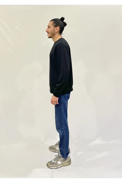 Erkek Bisiklet Yaka Rahat Kalıp 3 iplik Kalın Orta Brooklyn Nakışlı Sweatshirt SPR24SW34 - 2