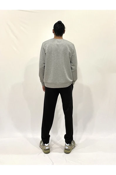 Erkek Bisiklet Yaka Rahat Kalıp 3 iplik Kalın N Baskılı Sweatshirt SPR24SW25 - 11