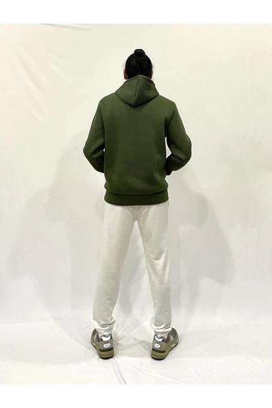 Erkek Kapşonlu Rahat Kalıp İçi Polarlı 3 iplik N Baskılı SweatShırt spr24sw06 - 11