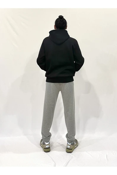 Erkek Kapşonlu Rahat Kalıp İçi Polarlı 3 iplik N Baskılı SweatShırt spr24sw06 - 4