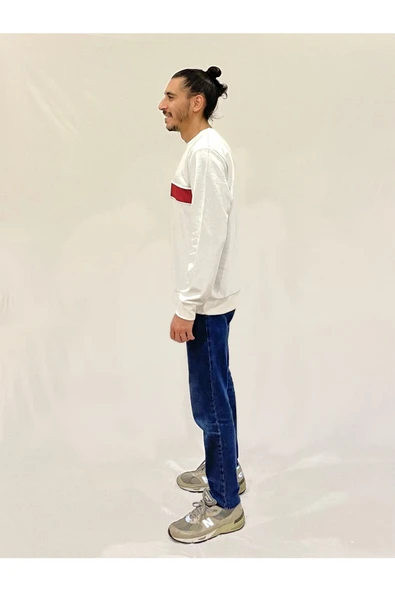 Erkek Bisiklet Yaka Rahat Kalıp 3 iplik Kalın Garnili Sweatshirt SPR24SW35 - 11