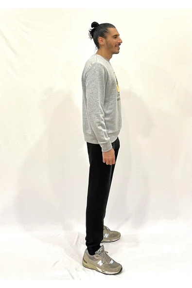 Erkek Bisiklet Yaka Rahat Kalıp 3 iplik Kalın N Baskılı Sweatshirt SPR24SW25 - 9