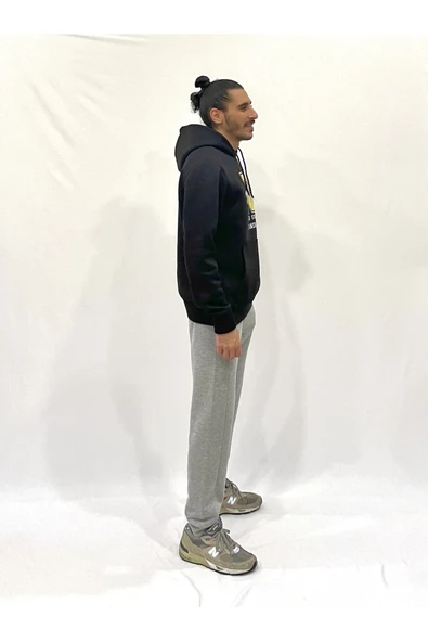 Erkek Kapşonlu Rahat Kalıp İçi Polarlı 3 iplik N Baskılı SweatShırt spr24sw06 - 2