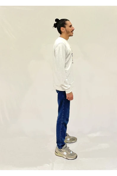 Süperlife Erkek Bisiklet Yaka Rahat Kalıp 3 iplik Kalın N Baskılı  Sweatshirt SPR24SW25 - 7