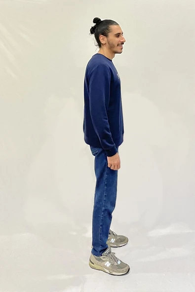 Erkek Bisiklet Yaka Rahat Kalıp 3 iplik Kalın Californıa Baskılı Sweatshirt SPR24SW32 - 10