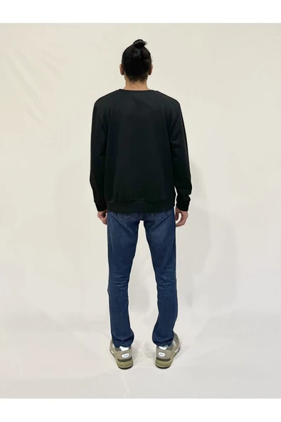 Erkek Bisiklet Yaka Rahat Kalıp 3 iplik Kalın Orta Brooklyn Nakışlı Sweatshirt SPR24SW34 - 4