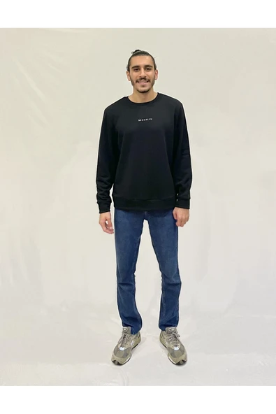 Erkek Bisiklet Yaka Rahat Kalıp 3 iplik Kalın Orta Brooklyn Nakışlı Sweatshirt SPR24SW34 - 1