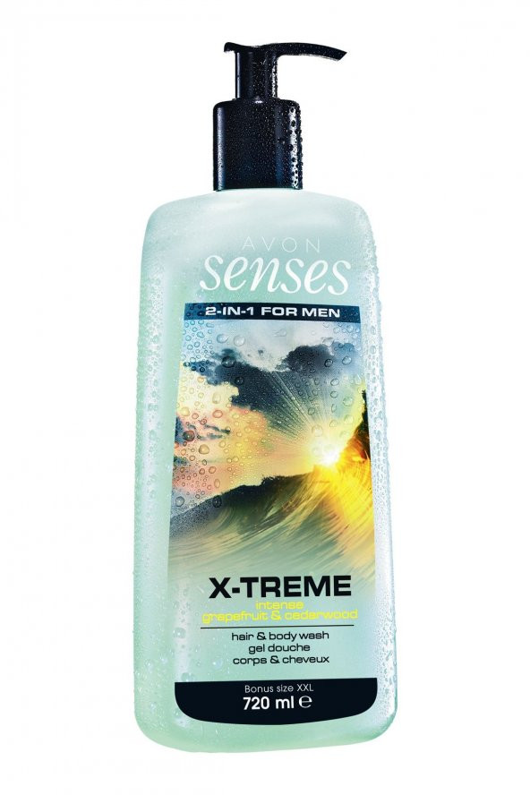 Avon Senses X-Treme Intense Erkekler için Saç & Vücut Şampuanı 720 ml