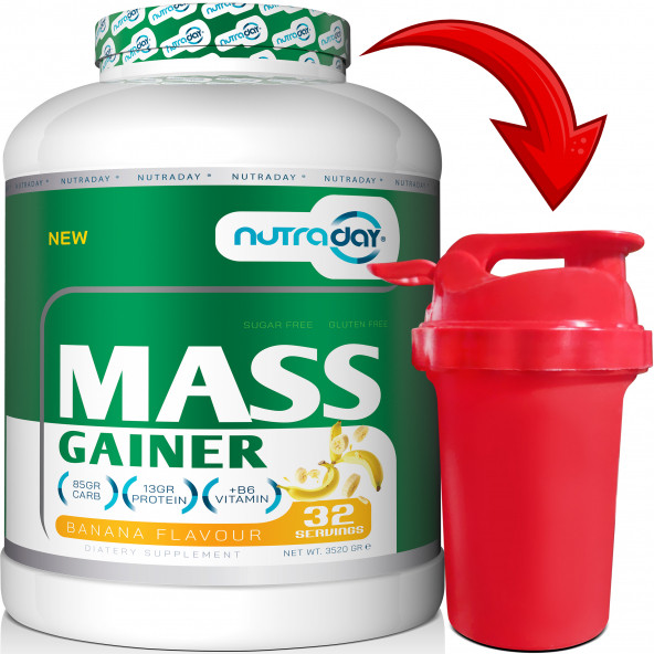 Nutraday Karbonhidrat Tozu Nutraday Mass Gainer 3520 Gram Hacim Kütle Kas GainerMass Shaker Hediyeli - 3