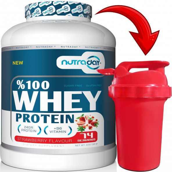 Nutraday Whey Protein 2257 gr Shaker Hediyeli Protein Tozu 24 gram Protein 74 Servis - 2