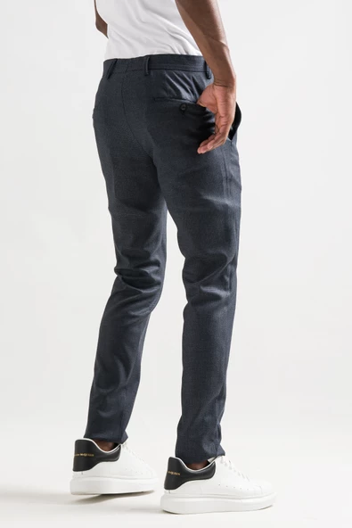 Ecer Slimfit Bitik Kareli Boru Paça Kışlık Erkek Kumaş Pantolon - 7