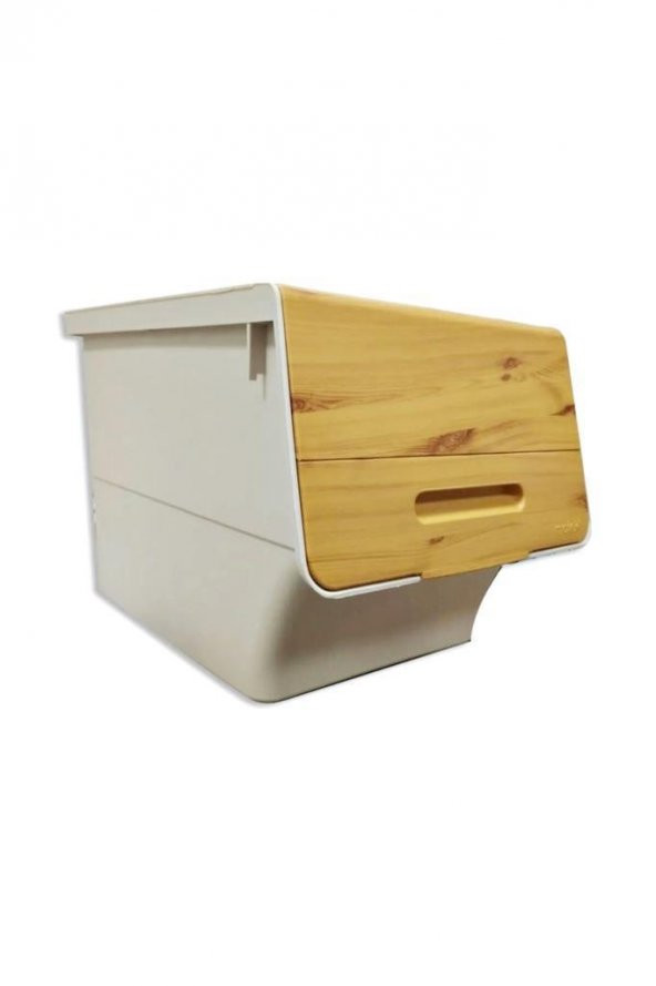 Motek Patateslik Soğanlık Sepeti Oyuncak Kutusu Tekerlekli Organızer Çok Amaçlı Kutu 1X12Lt-Bambu+Krem - 3