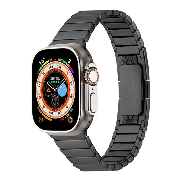 Apple Watch 42 44 45 49 mm Uyumlu Joint Luxury Klipsli Çelik Kordon - 7