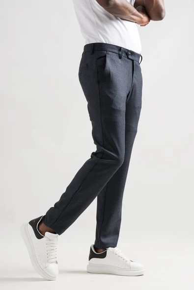 Ecer Slimfit Bitik Kareli Boru Paça Kışlık Erkek Kumaş Pantolon - 2