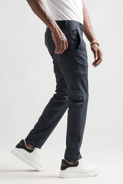 Ecer Slimfit Bitik Kareli Boru Paça Kışlık Erkek Kumaş Pantolon - 4