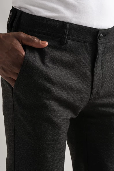 Ecer Slimfit Armürlü Kendinden Desenli Boru Paça Kışlık Erkek Kumaş Pantolon - 5