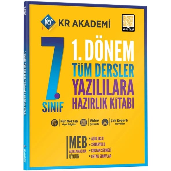 7. Sınıf 1. Dönem Tüm Dersler Yazılılara Hazırlık Kitabı Açık Uçlu Sorularla Kr Akademi Yayınları