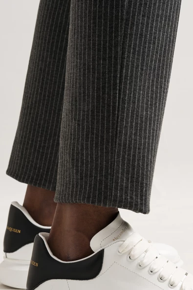 Ecer Slimfit Beli Lastikli Ve İplikli Çizgili Pamuklu Kışlık Kumaş Erkek Jogger Pantolon - 12