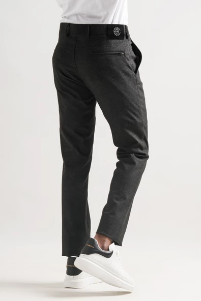 Ecer Slimfit Armürlü Kendinden Desenli Boru Paça Kışlık Erkek Kumaş Pantolon - 4