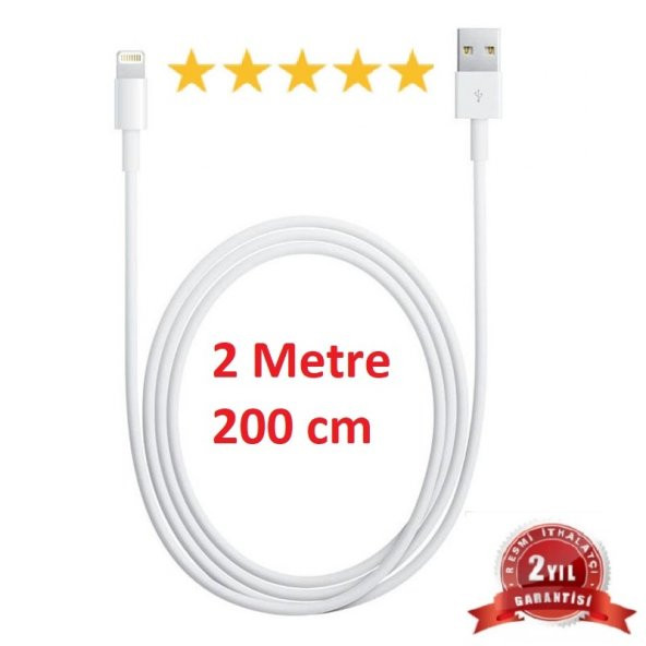 İphone Tüm Serilere Uyumlu Şarj ve Data Lightning Kablosu 2Mt-200 cm 6-7-8-Plus-X-11-11Pro-12-12Pro-13-13Pro-14