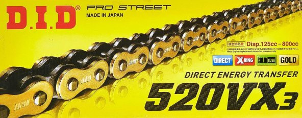 Did 520-118Vx3 1995-2023 KTM 125 SX Uyumlu Zincir Vx3 Xring Gold (Sarı) Renk - 7