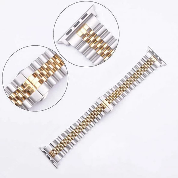 Apple Watch 38 40 41 mm Uyumlu RLX Metal Kordon - 12