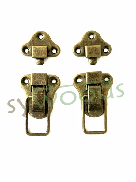 Büyük sandık klips bavul kilidi çanta tokası mandallı kilit 2 adet antik - 7