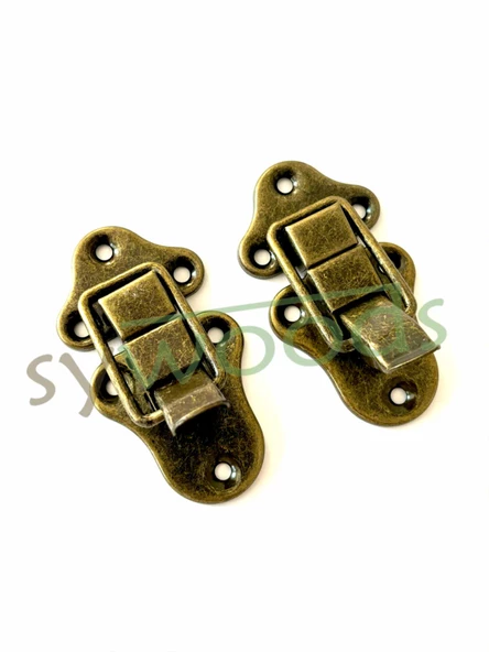 Büyük sandık klips bavul kilidi çanta tokası mandallı kilit 2 adet antik - 3