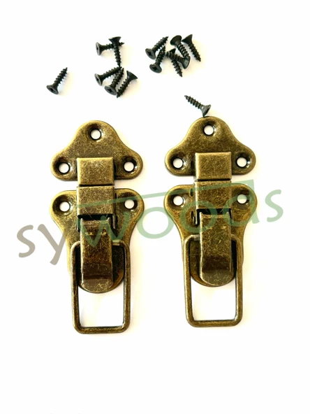 Büyük sandık klips bavul kilidi çanta tokası mandallı kilit 2 adet antik