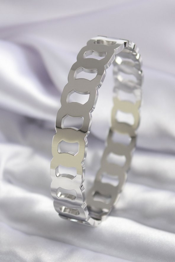 316L Çelik Gümüş Renk Geçme Halka Model Kadın Kelepçe ürün görseli