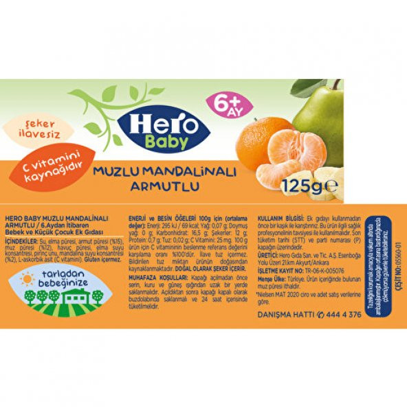 Hero Baby 125 Gr Muzlu Mandalinalı Armutlu 5560-01 - 10
