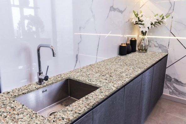 Tezgah Üstü Fayans Kaplama Folyosu Mutfak Tezgahı Kaplama Granite Marble Design