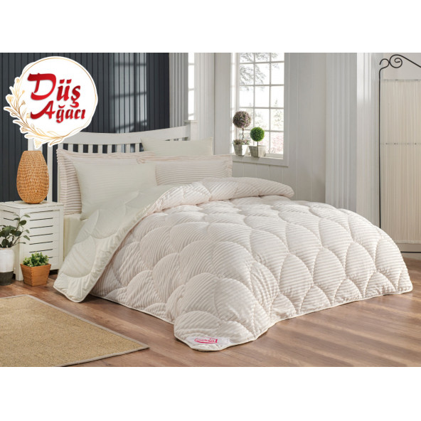 Düş Ağacı Kadife Yorgan Comforte Set 6 parça - Krem