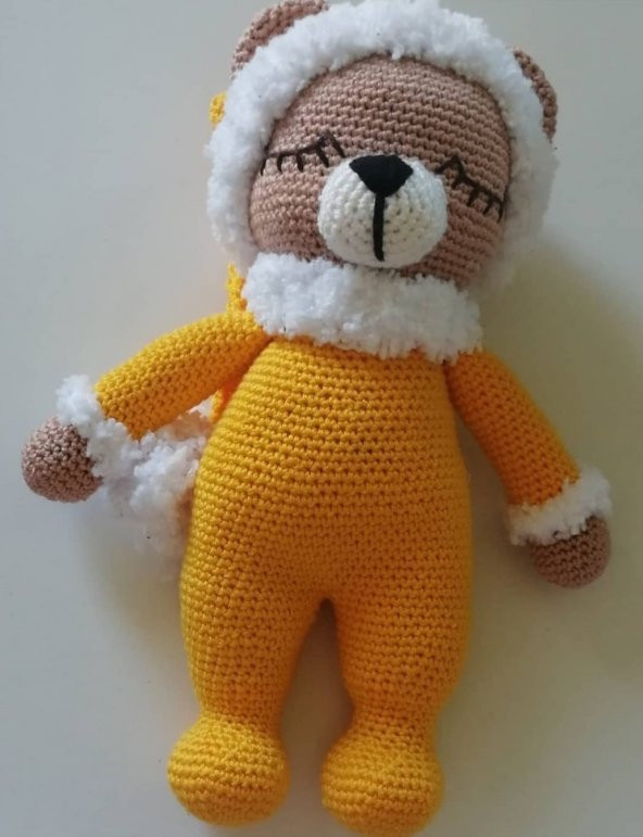 Uykucu Ayıcık Uyku Arkadaşı Amigurumi Organik Oyuncak - 1