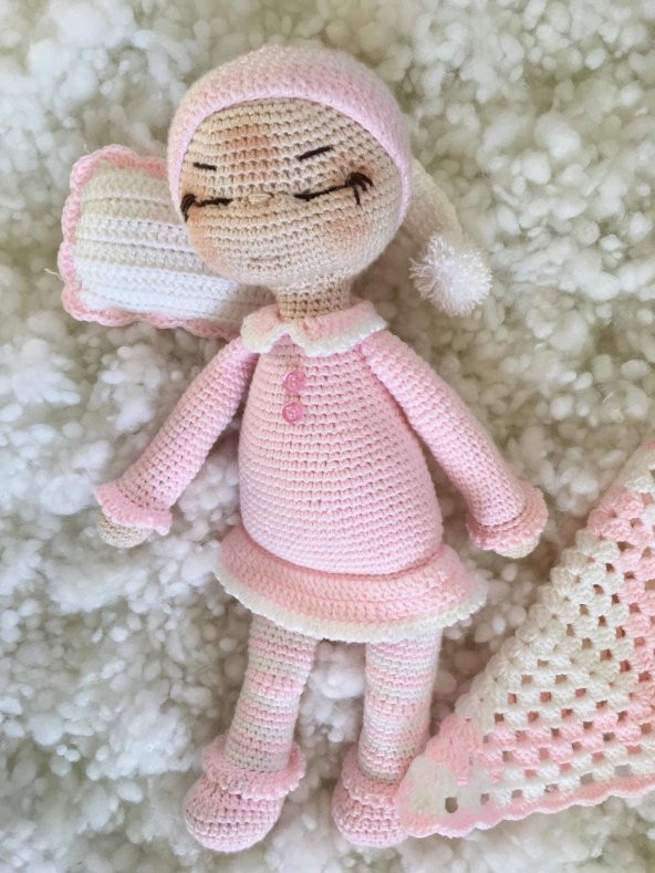 Uykucu Sofia Bebek Amigurumi Organik Oyuncak