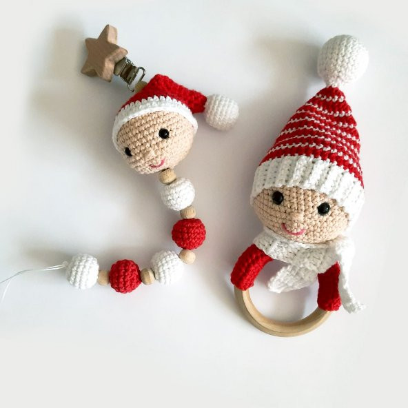 Yumurcak Modeli Yeni Doğan Seti Amigurumi Organik Oyuncak - 4