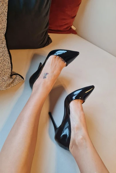 001 200 Topukla Kadın 10 cm Topuklu Klasik Sivri Burun Stiletto - Resim 4