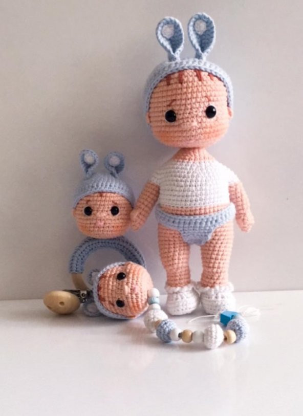 Fındık Piti Bebek Uyku Arkadaşı Takımı Amigurumi Organik Oyuncak - 2
