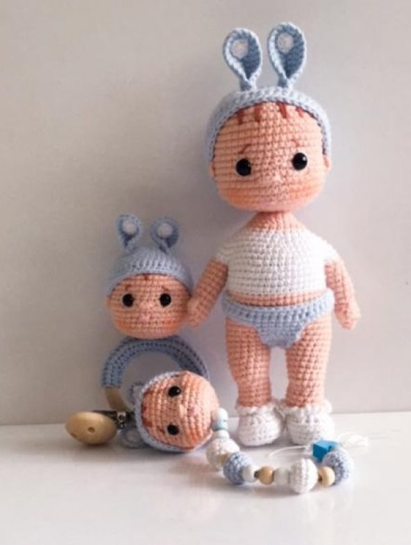 Fındık Piti Bebek Uyku Arkadaşı Takımı Amigurumi Organik Oyuncak - 3